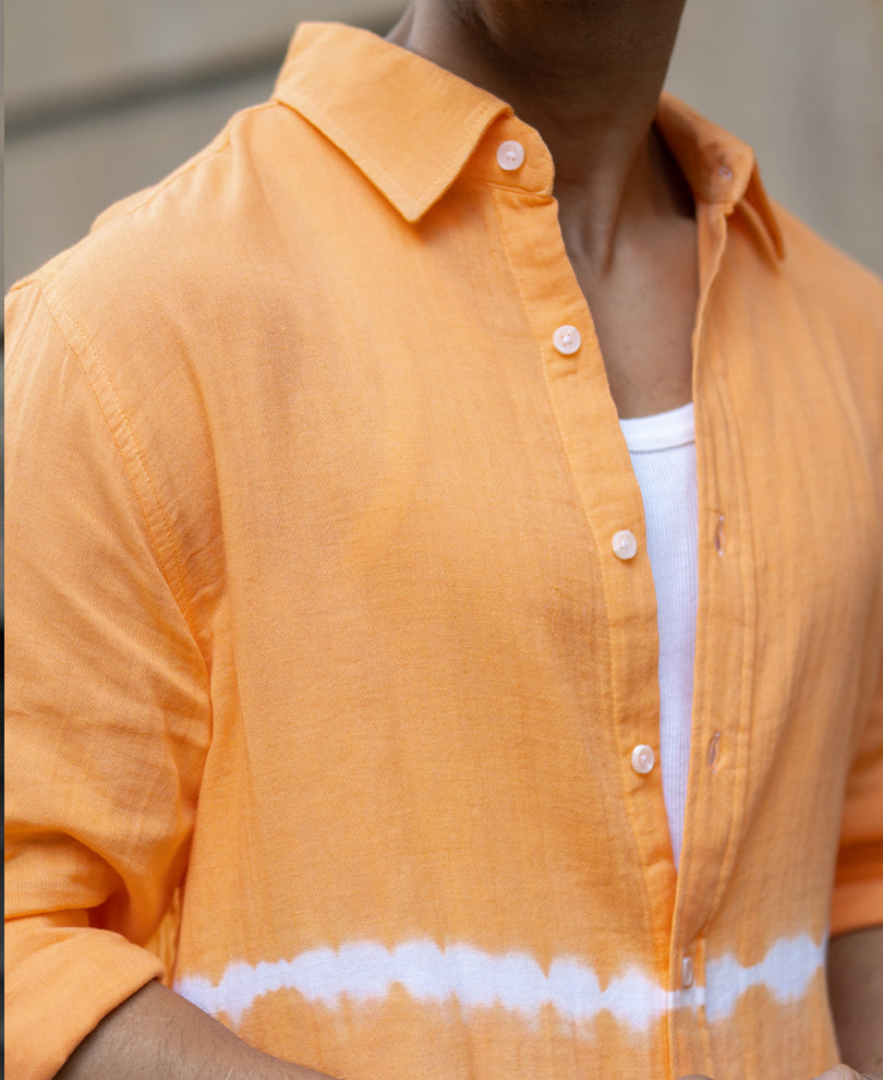 Peach Tie-Dye Cotton Shirt