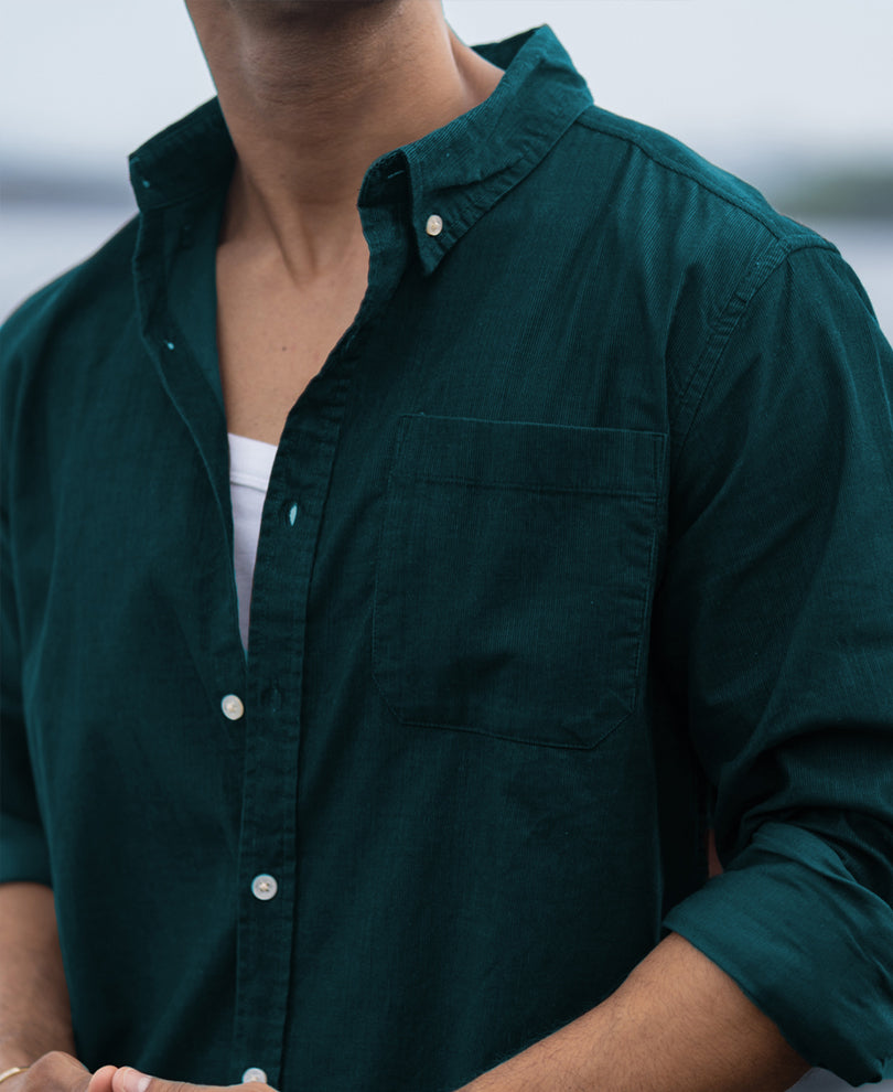Dark Teal Corduroy Buttondown Shirt