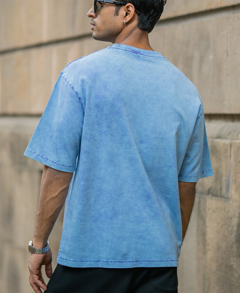 Purple Washed Graphic Half Sleeves T-Shirt.