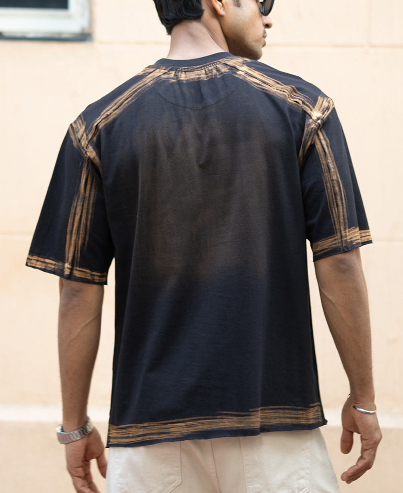 Black Bleached Applique T-Shirt.