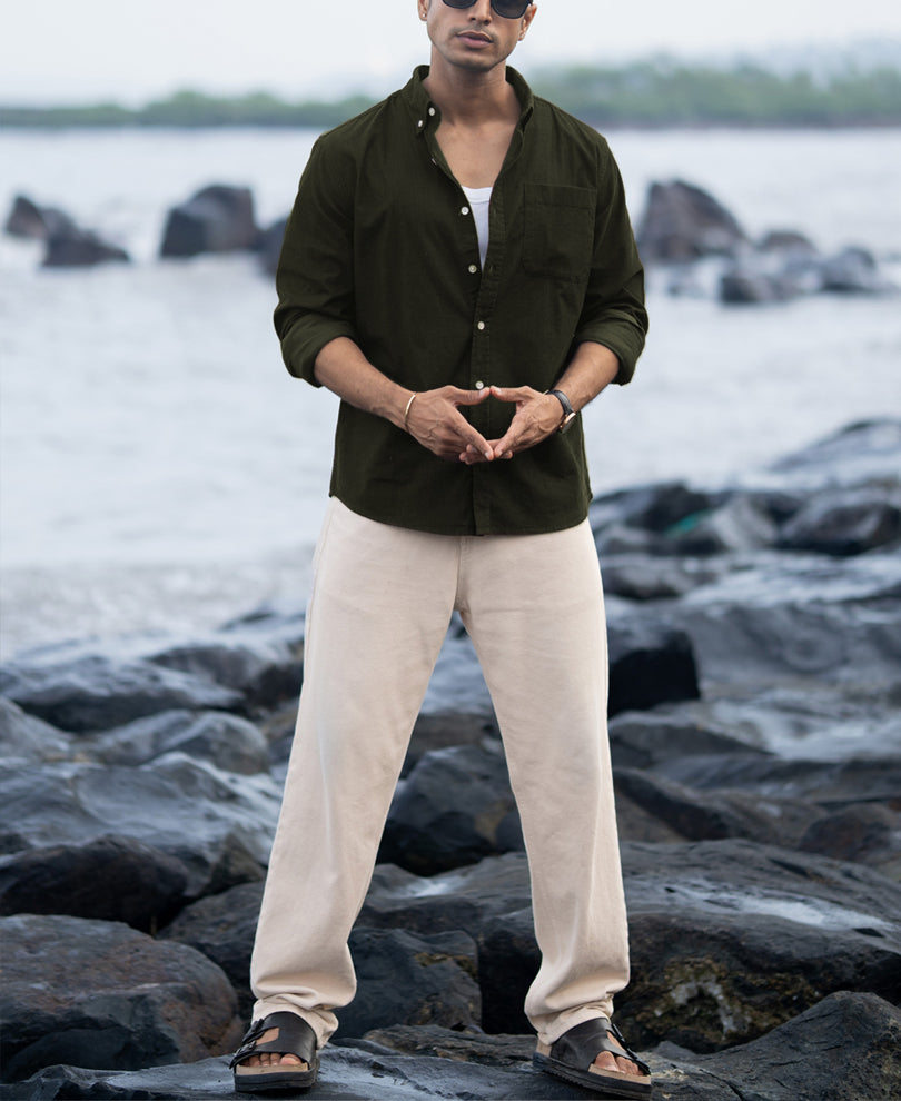 Dark Olive Corduroy Buttondown Shirt