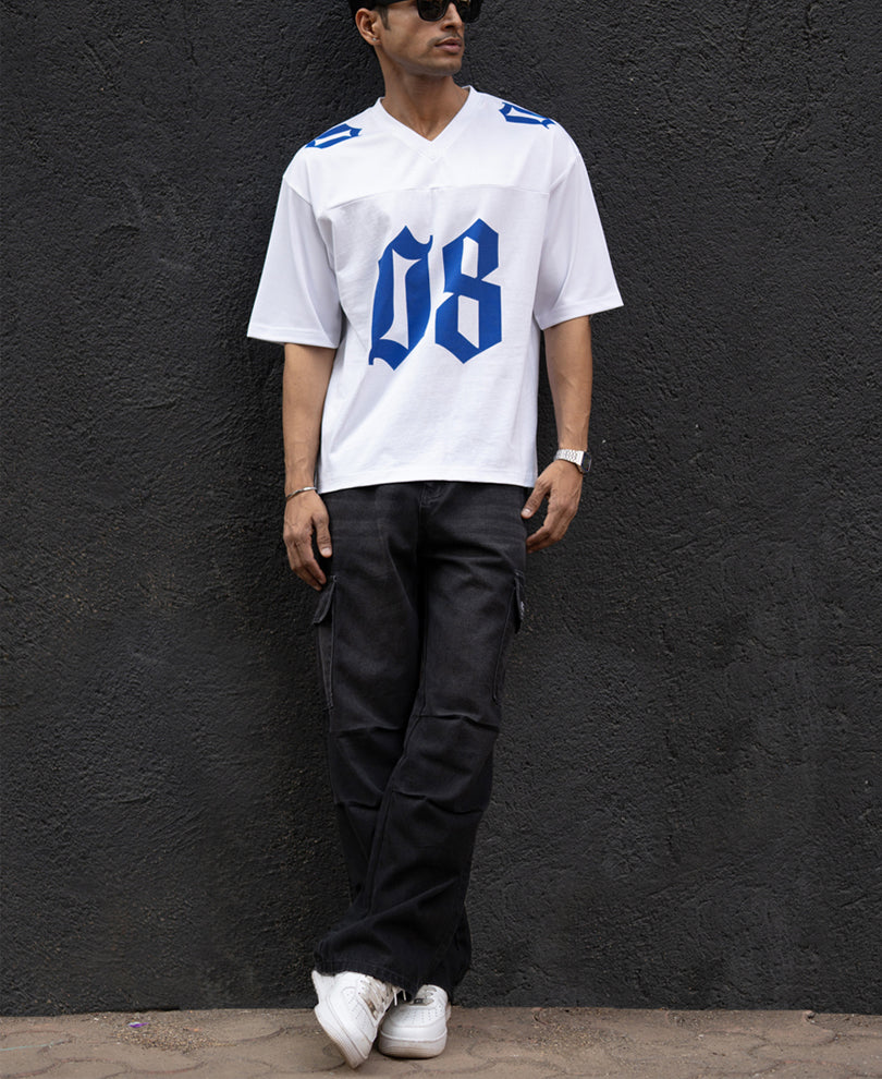 White Printed Jersey T-Shirt.