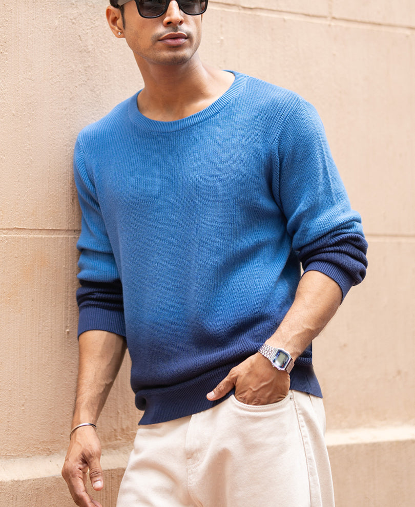 Blue Ombre Cotton Sweater