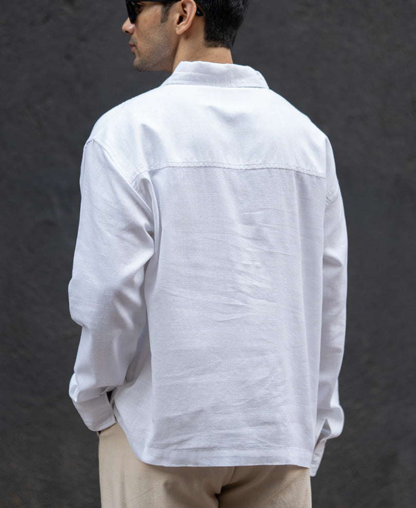 White Lightweight Structured Kurta Shirt