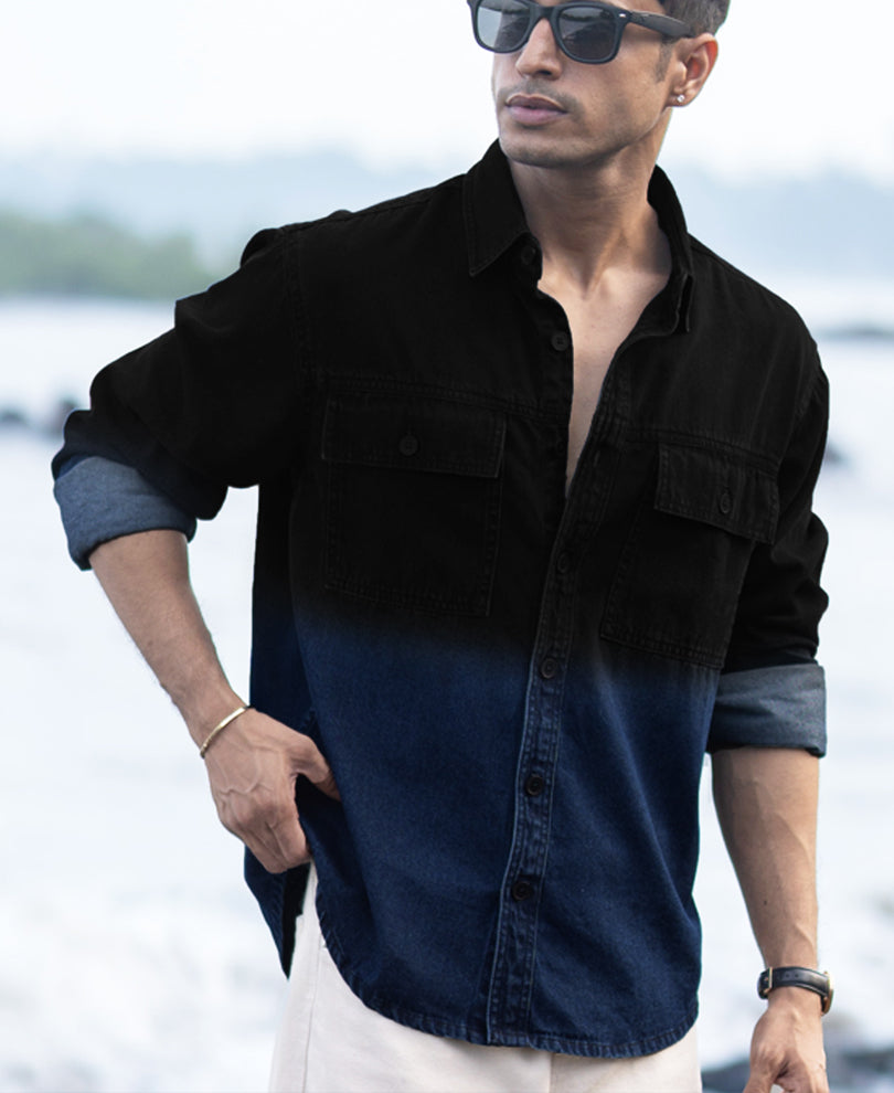 Black Ombre Denim Shirt