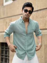 Green Slub Textured Shirt