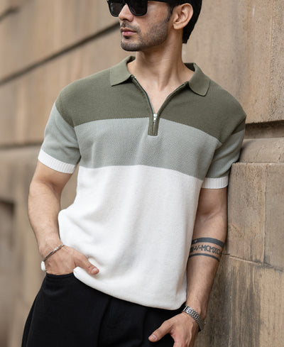 Green Knit Stripe T-Shirt