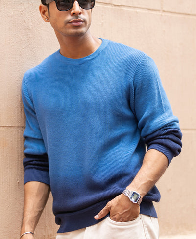 Blue Ombre Cotton Sweater