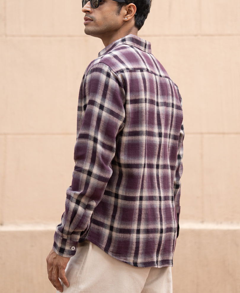 Wine Structured Checks Shirt.