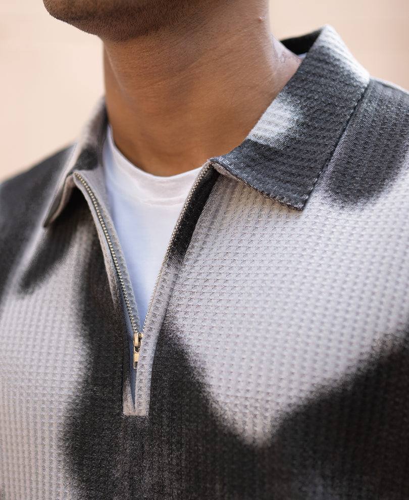 Grey Printed Structure T-Shirt