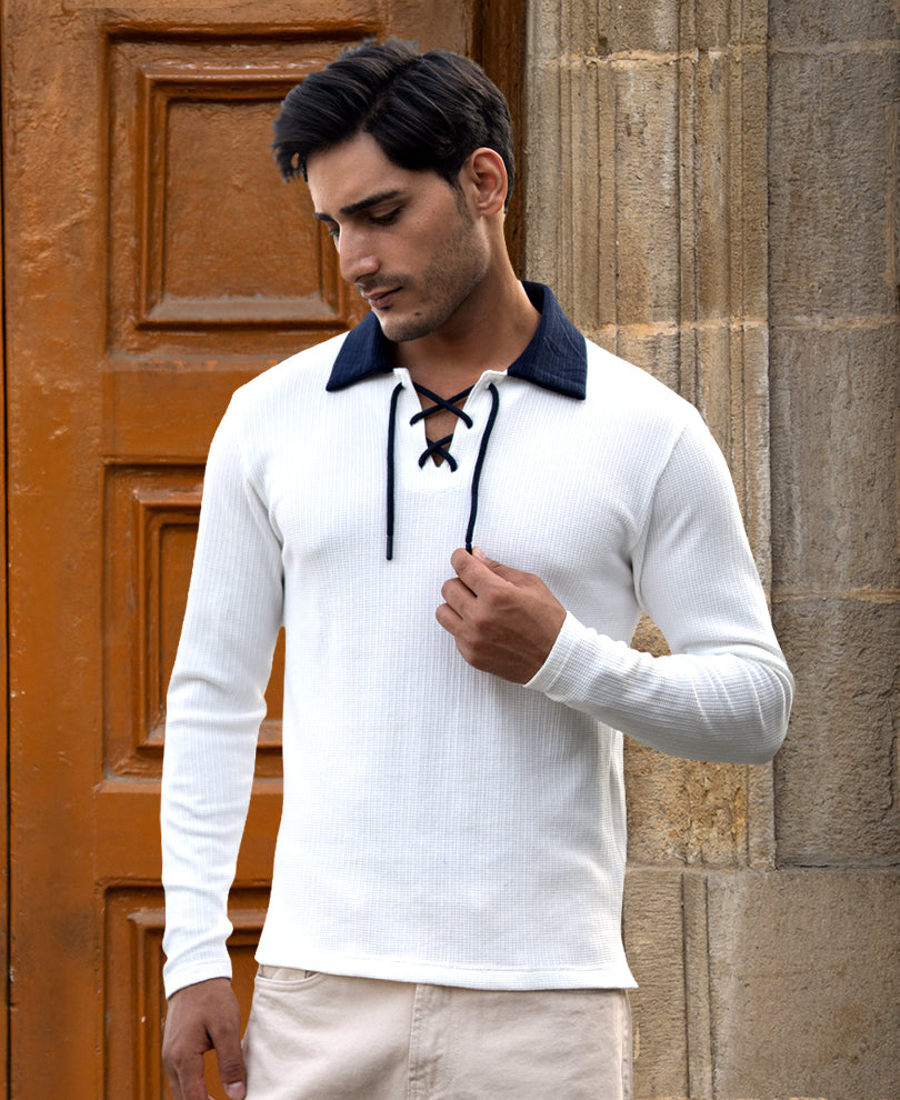 Off-White Drawstring Polo T-Shirt