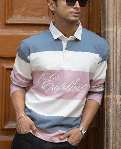 Multicolour Stripe Embroidered T-Shirt