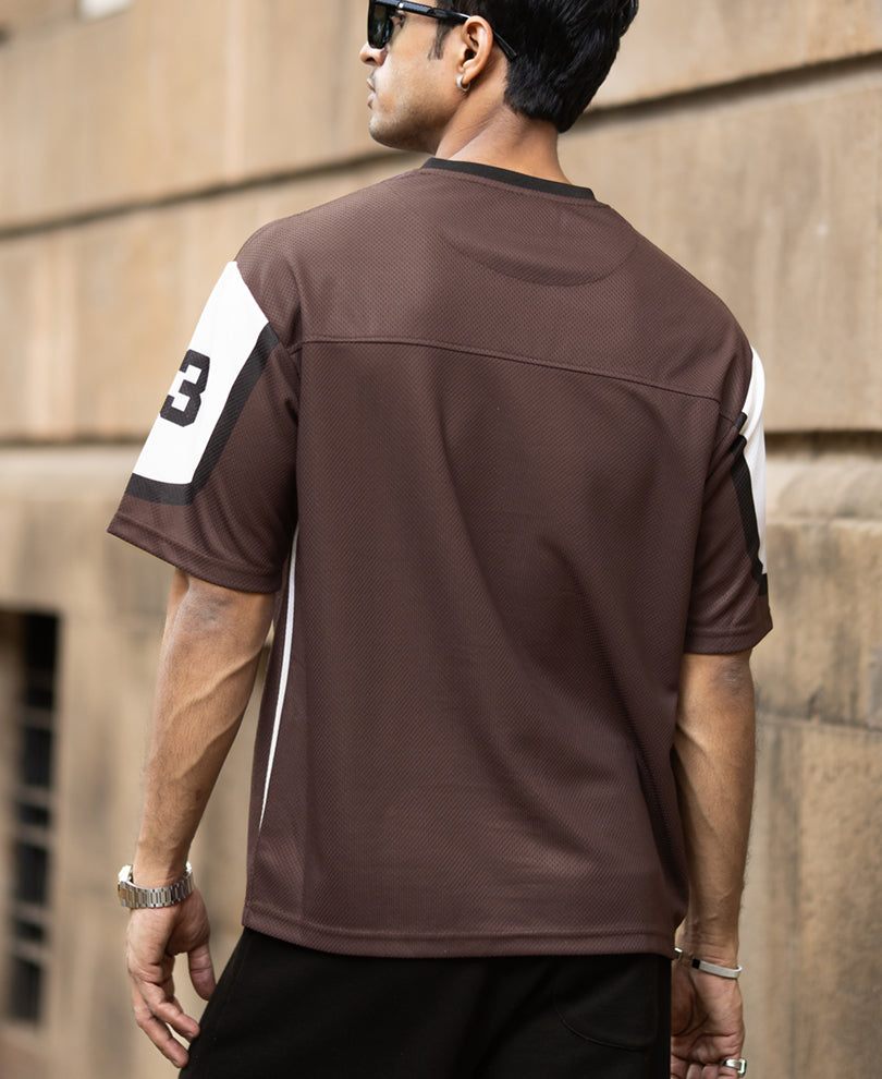 Brown Printed Jersey T-Shirt.