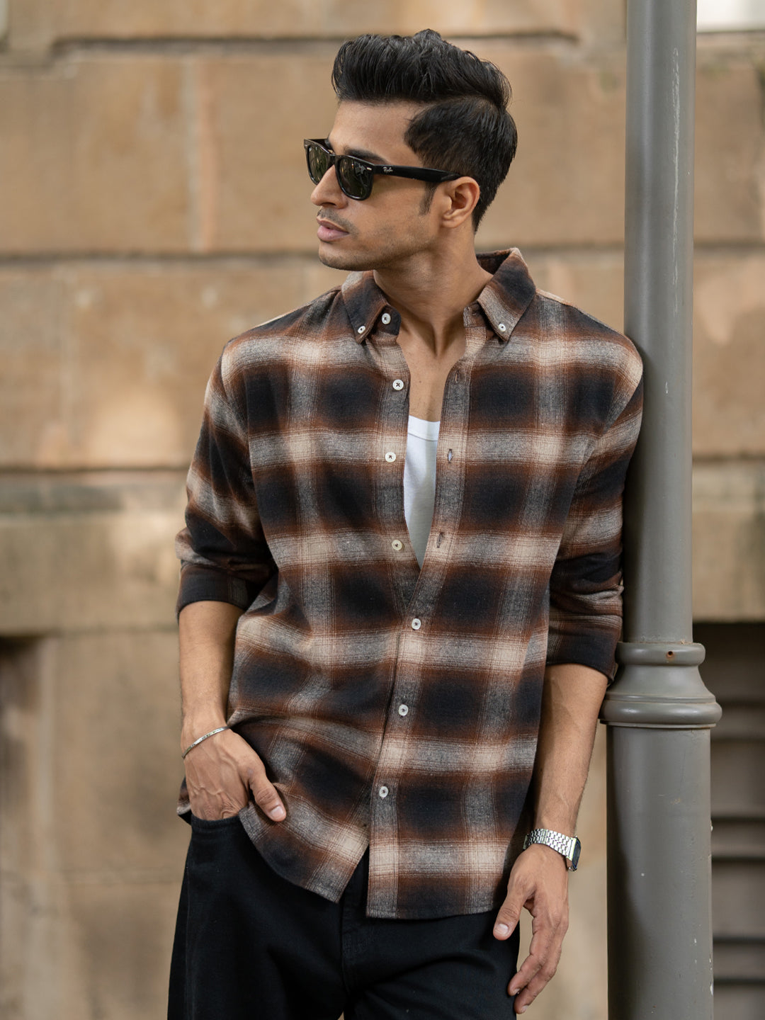 Dark Brown Checks Shirt