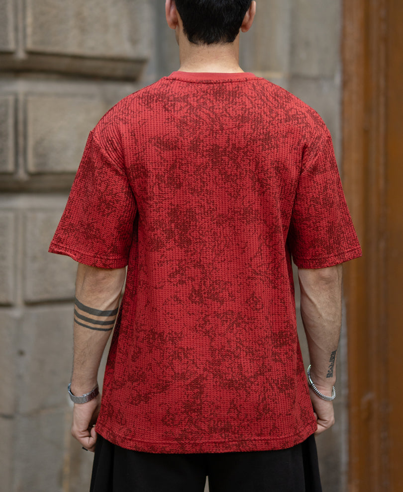 Brick Red Printed T-Shirt.