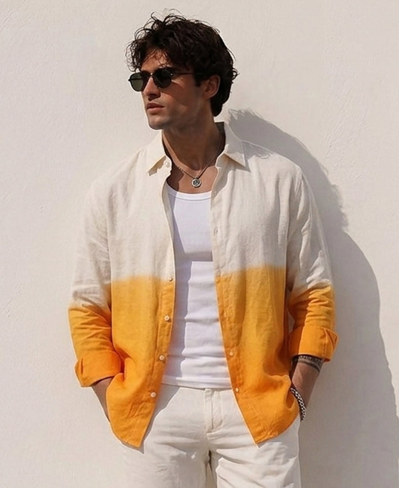 Yellow Ombre Linen Blend Shirt