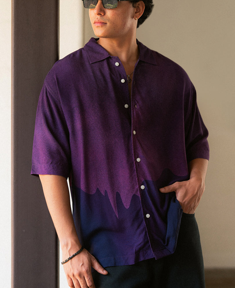 Purple Abstract Print Shirt.