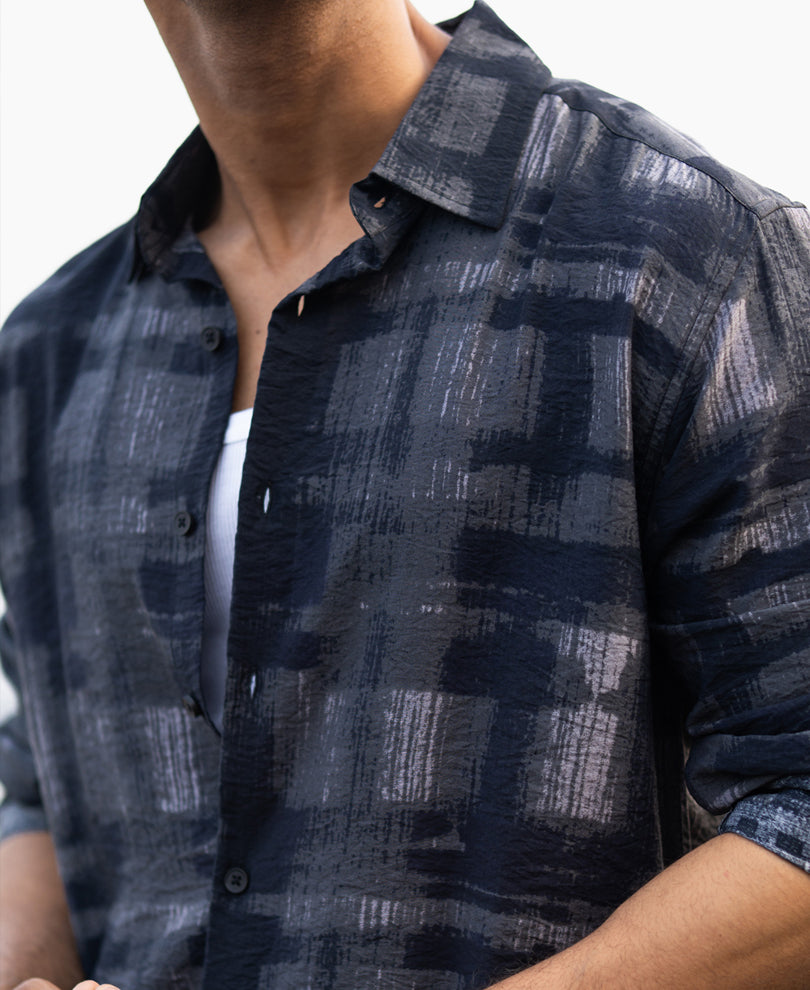 Dark Grey Printed Lightweight Shirt.