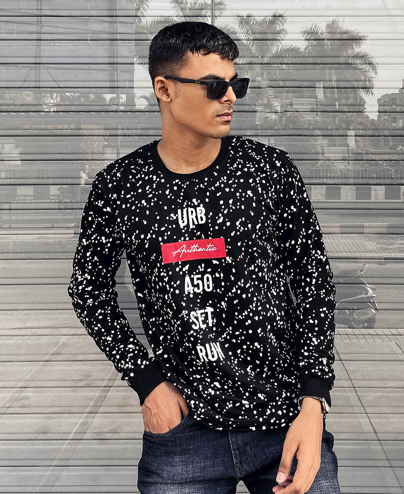 Black URB Paint Spots Full Sleeves T Shirt