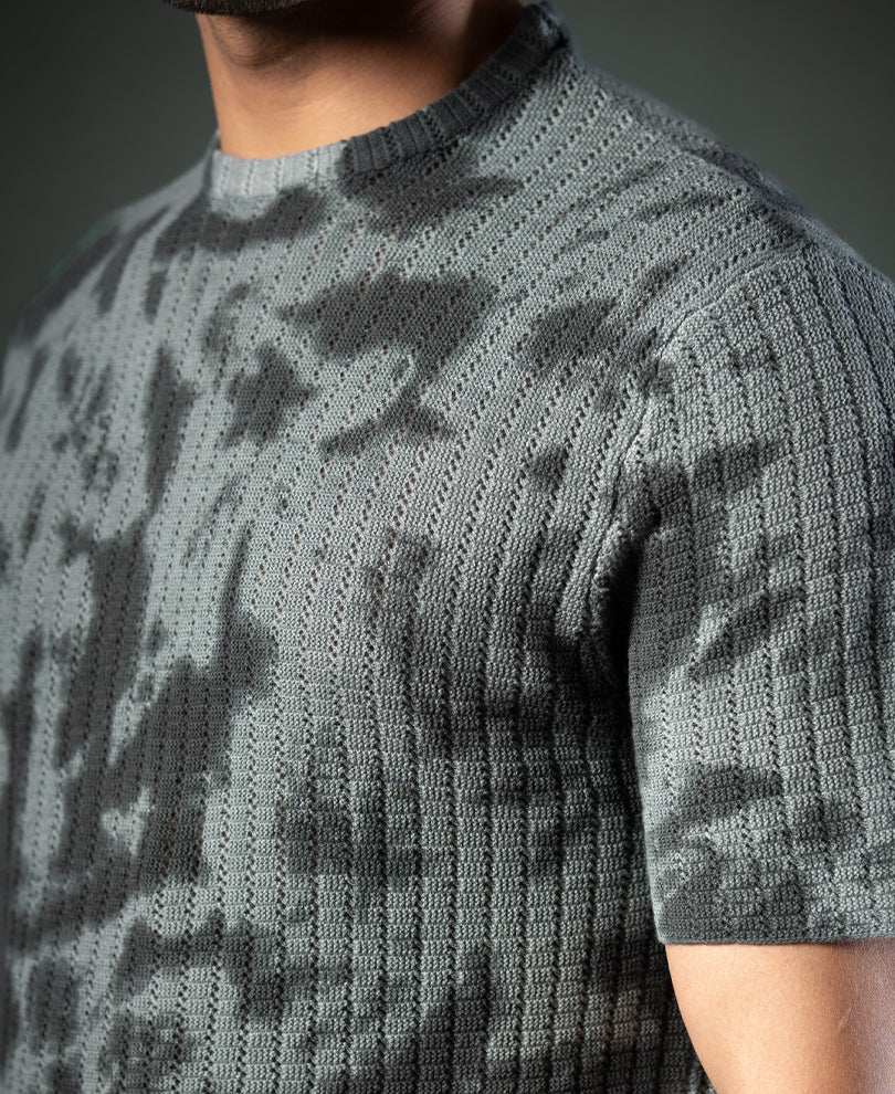 Grey Tie Dye Knit T-Shirt