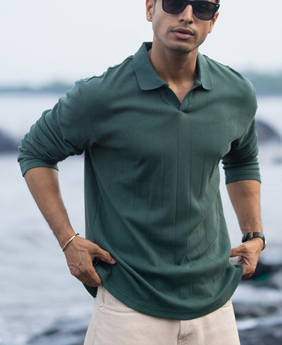 Green Regular Fit Full Sleeves T-Shirt