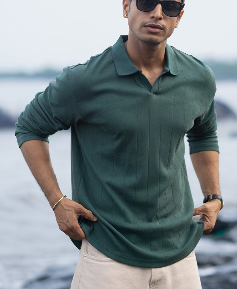 Green Regular Fit Full Sleeves T-Shirt