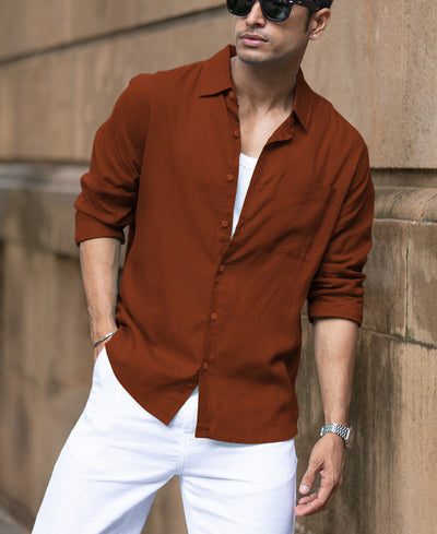 Bombay Brown Linen Blend Shirt