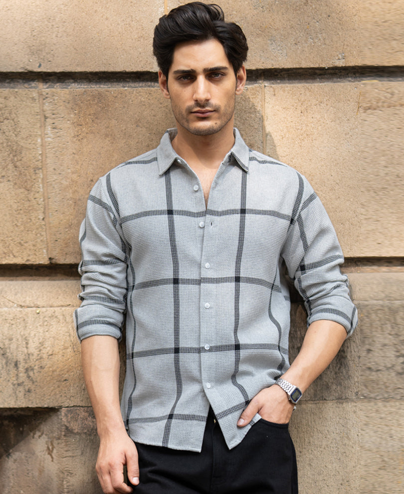 Grey Structure Checks Shirt.