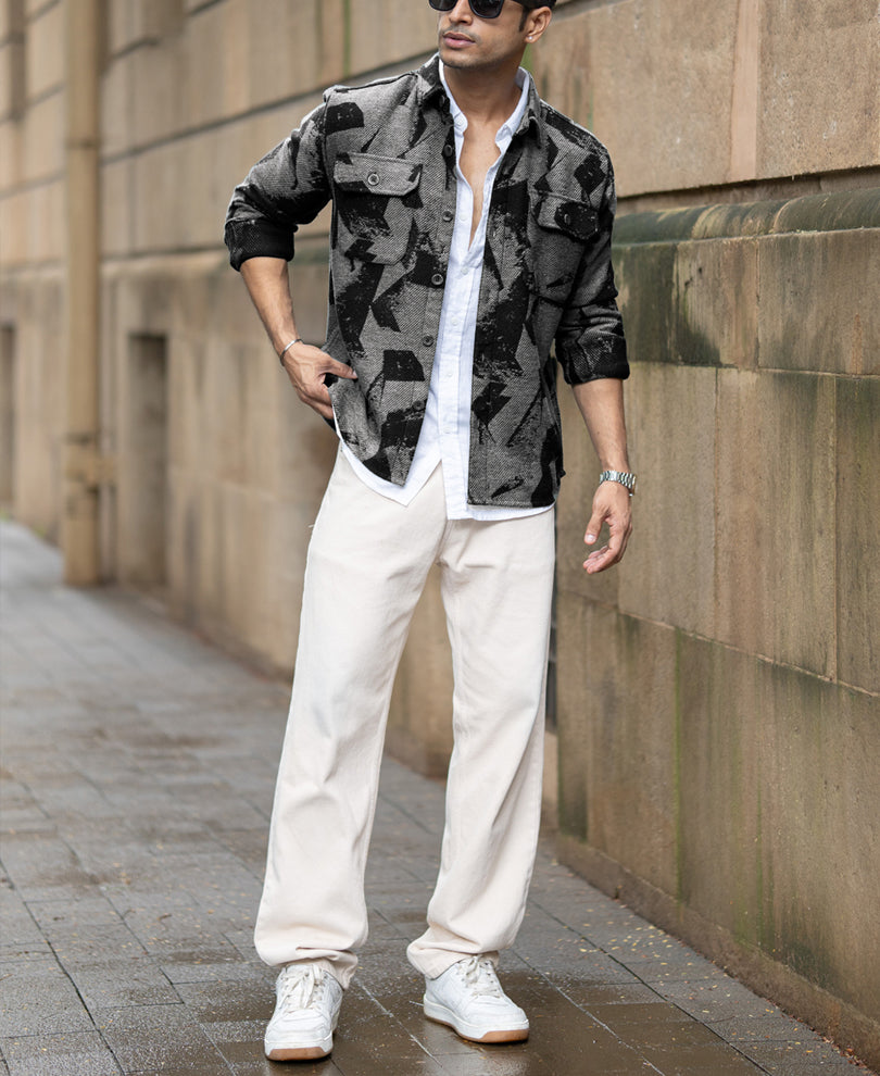 Grey Jacquard Overshirt