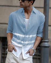 Light Blue Tie-Dye Cotton Shirt