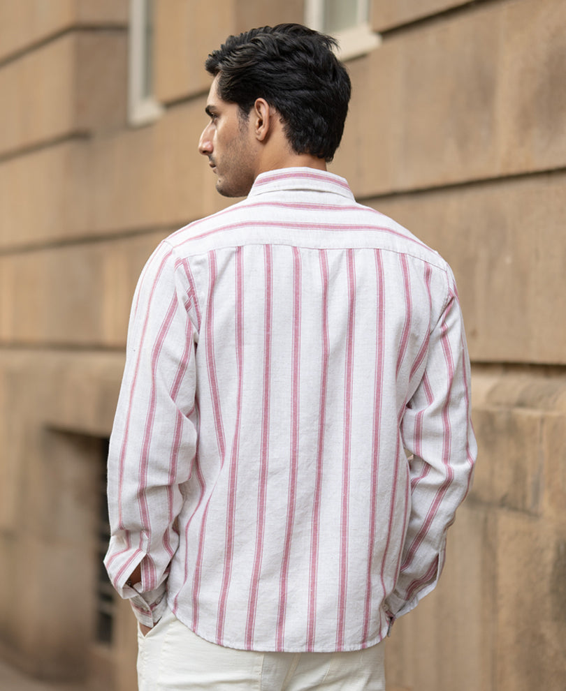 Pink & Natural Stripe Shirt.