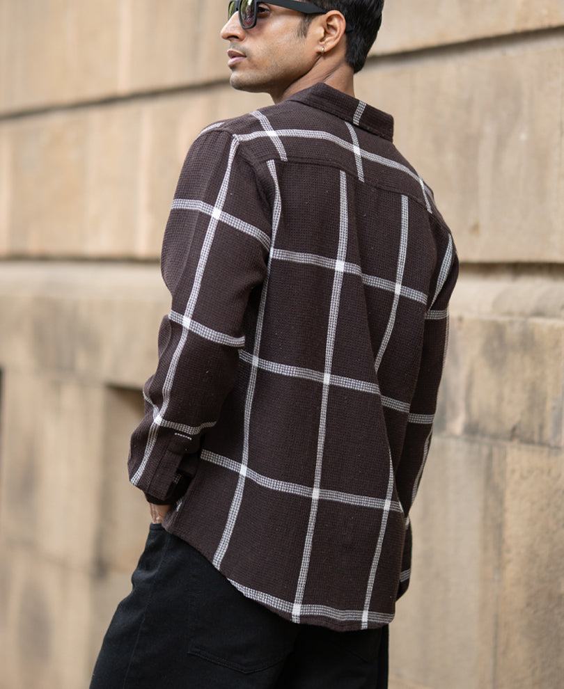 Brown Structure Checks Shirt.