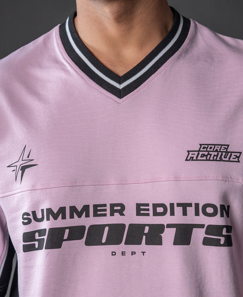 Light Pink Panelled Sport T-Shirt.