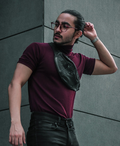 Maroon Plain Polo Neck Half Sleeves T Shirt