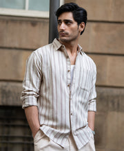 Cream Structured Stripe Shirt