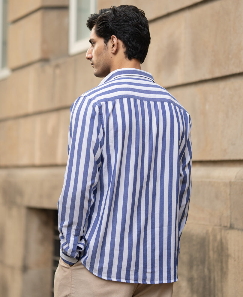 Blue Nautical Stripe Shirt.