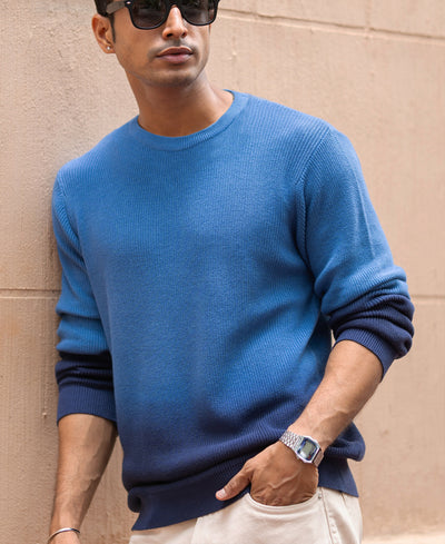 Blue Ombre Cotton Sweater