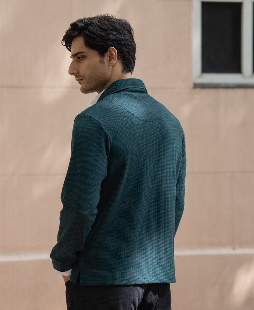 Pine Green Contrast Collar Polo T-Shirt.