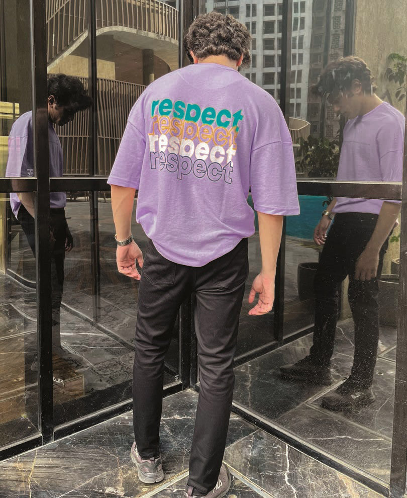 Purple Respect Back Print Oversized T Shirt