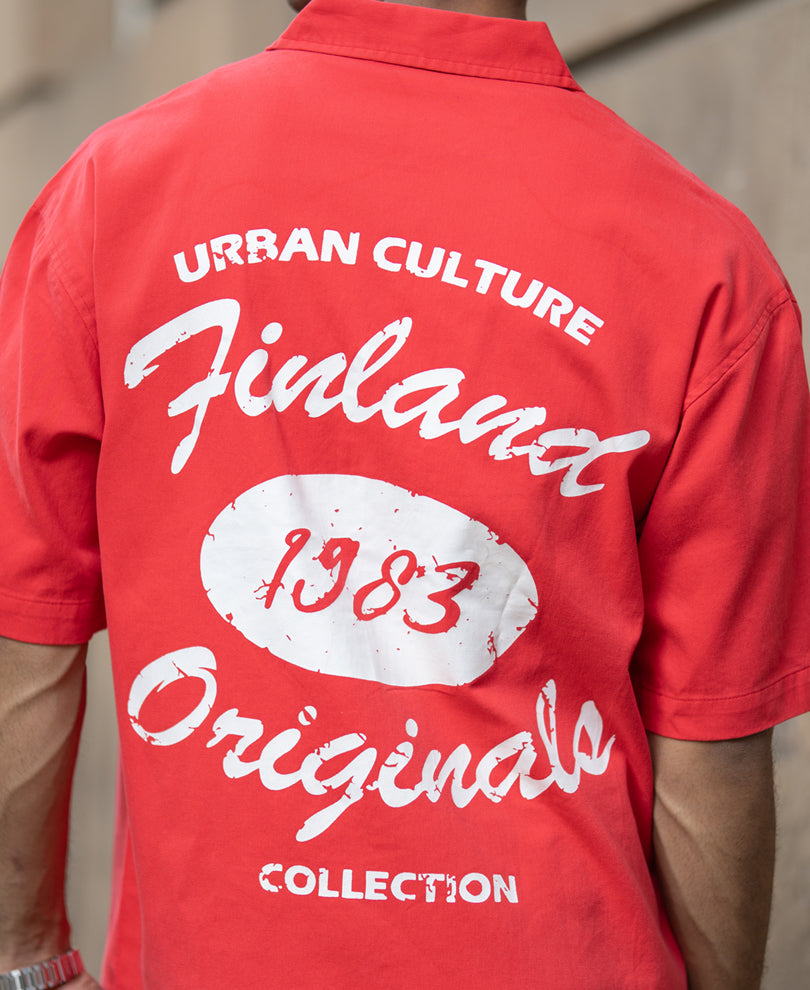 Red Printed Structure Shirt