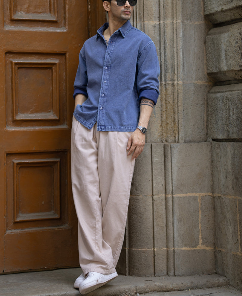 Blue Overdyed Twill Shirt.