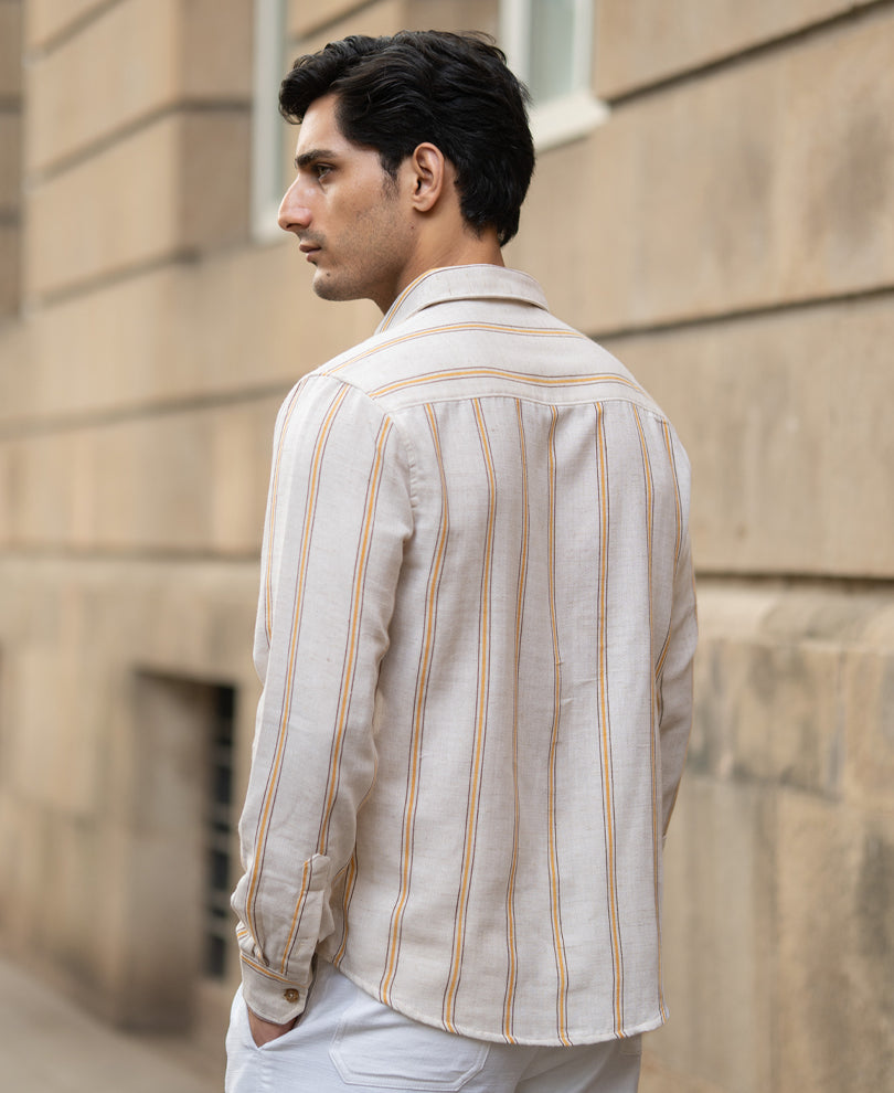 Natural Broad Striped Shirt.