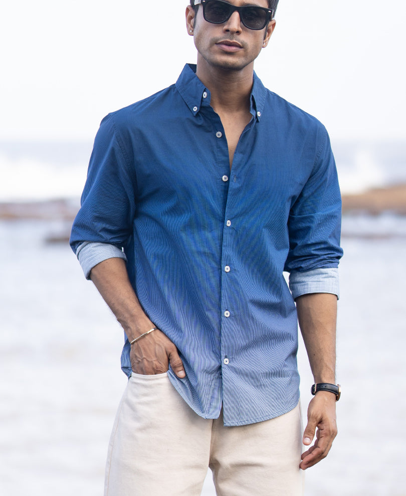 Dark Blue Ombre Stripe Shirt