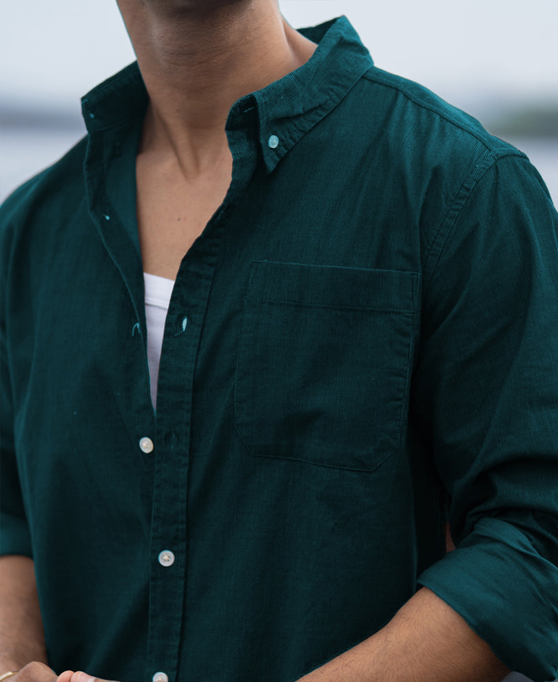Dark Teal Corduroy Buttondown Shirt