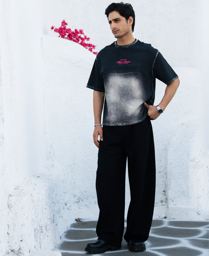 Black Sprayed Graphic T-Shirt.