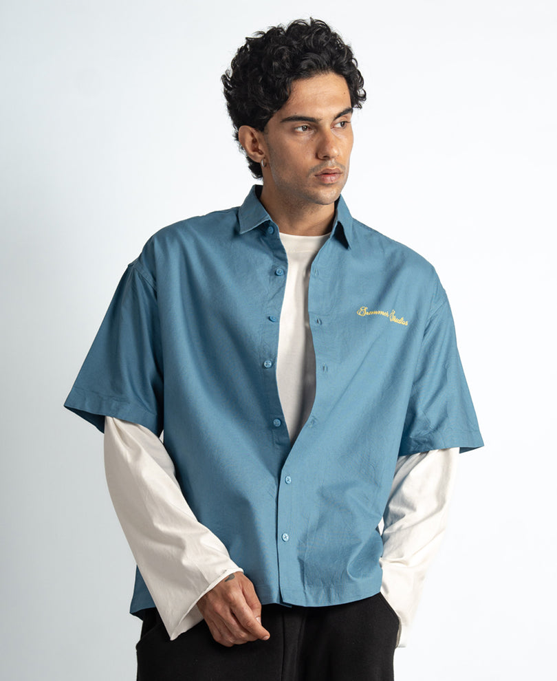 Blue Embroidered Oxford Shirt