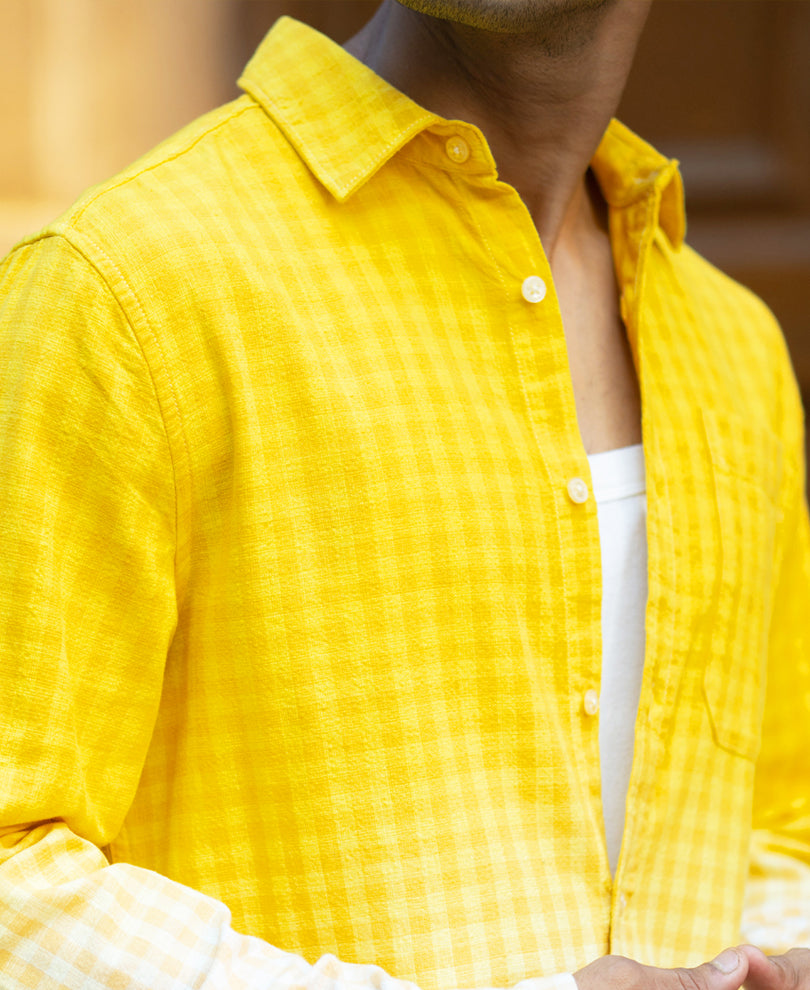 Yellow Ombre Checks Shirt