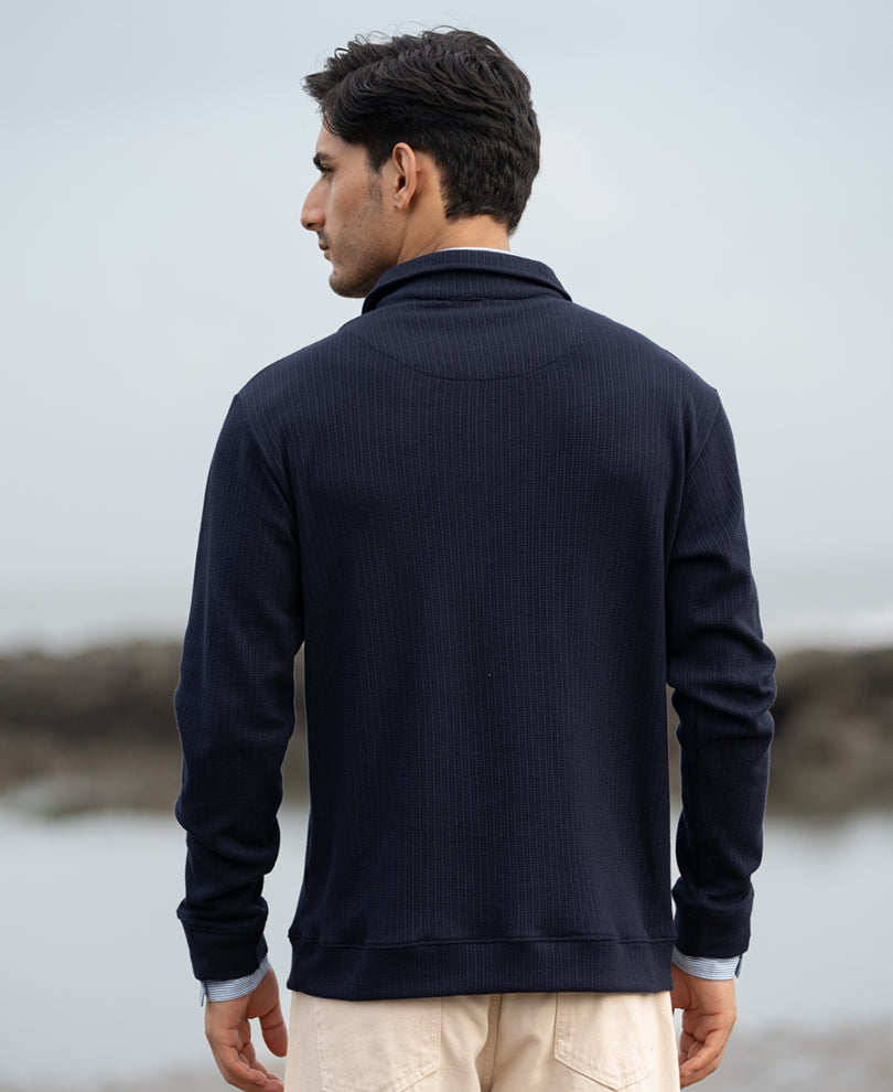 Navy Contrast Collar Polo T-Shirt