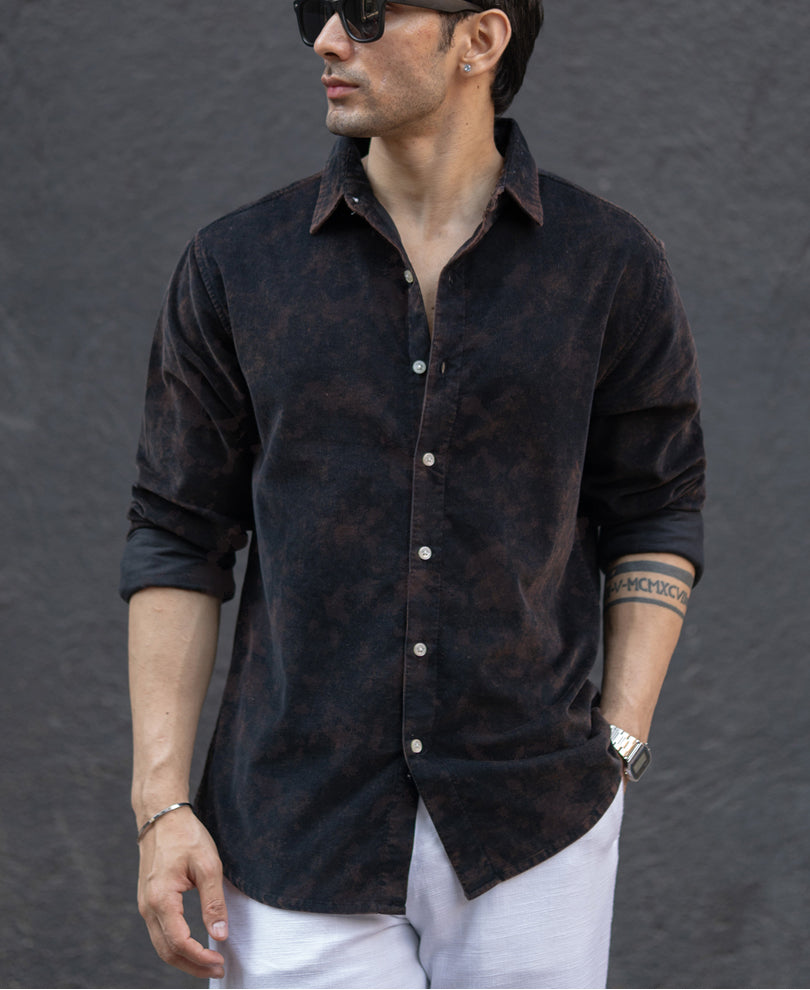 【BLACK】Washed corduroy shirt Buy Black Washed Corduroy Shirt for Men | POWERLOOK