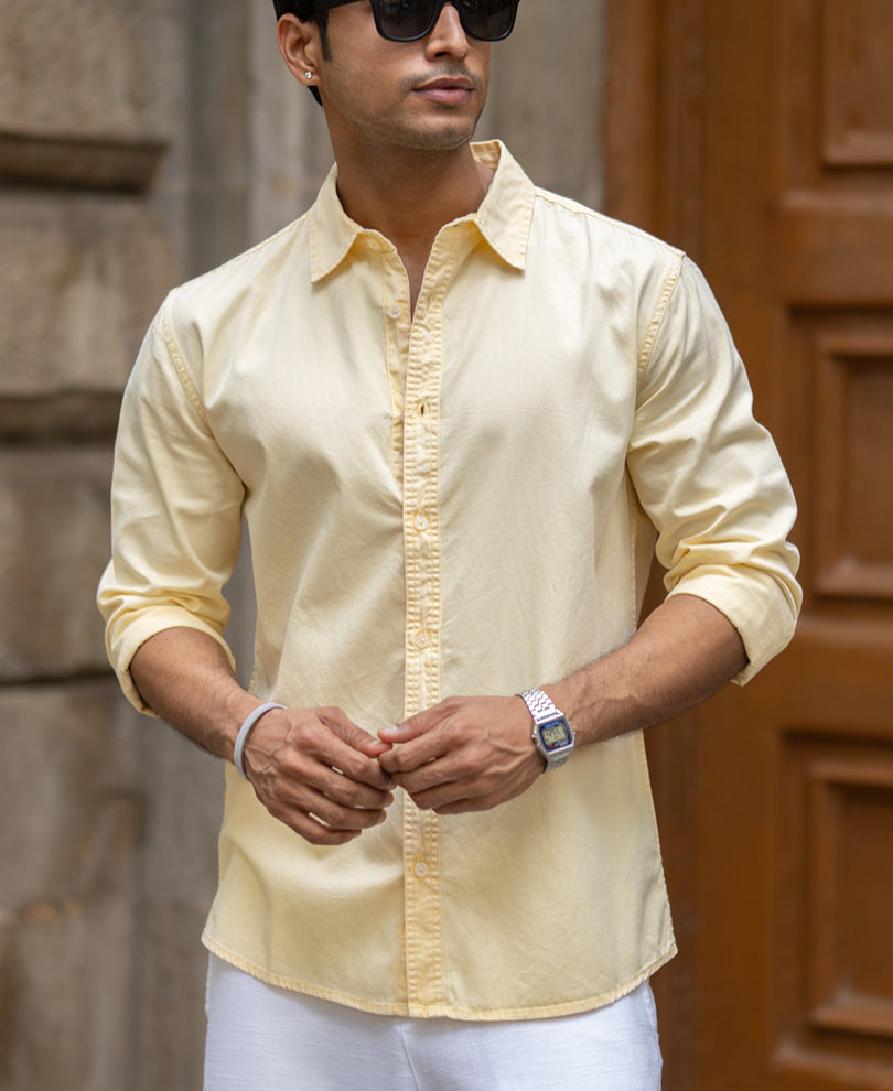 Yellow Overdyed Structure Shirt.